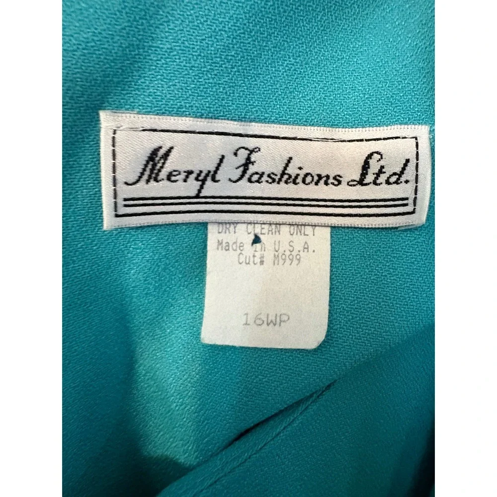 Meryl Fashions Ltd Vintage Colorblock Dress and Jacket Set Purple Turquoise 16WP